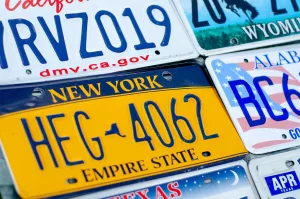 Vehicle registration plate of the united states of america.