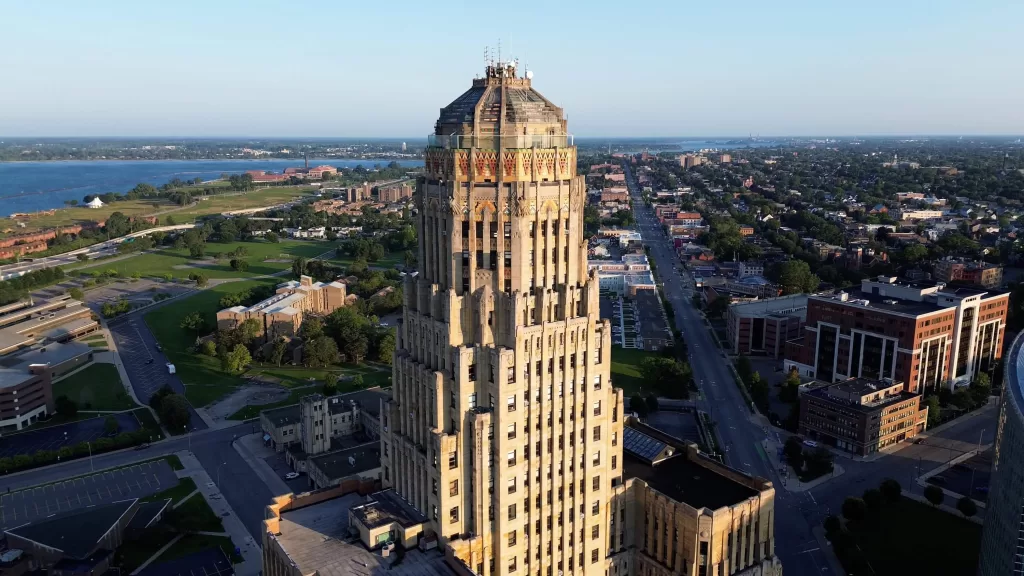 Downtown Buffalo NY aerial scenery