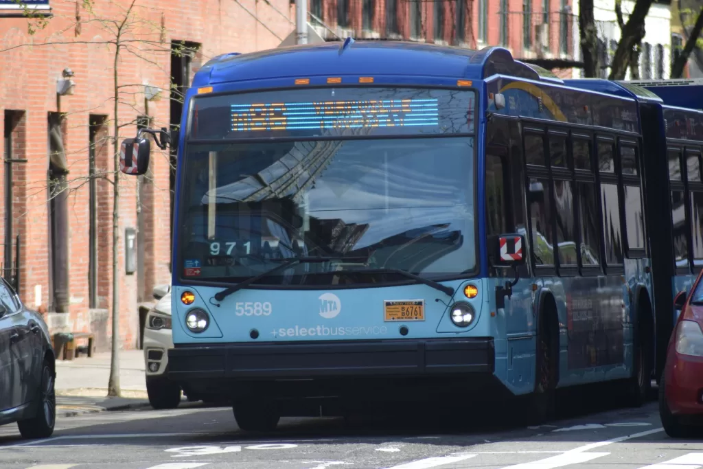 New York City Bus on Manhattan Street